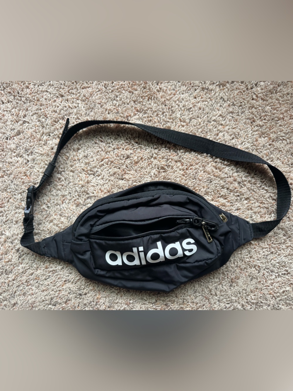 Adidas Black Crossbody Sling Waist Bag Gold Hardware